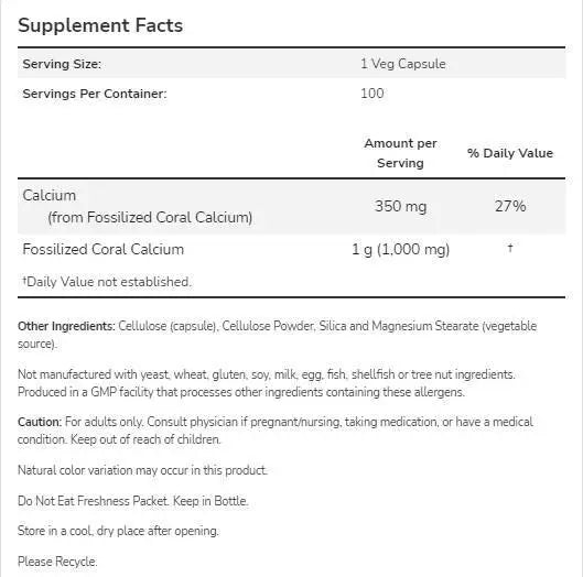 Korall kaltsium 1000 mg - 100 kapslit