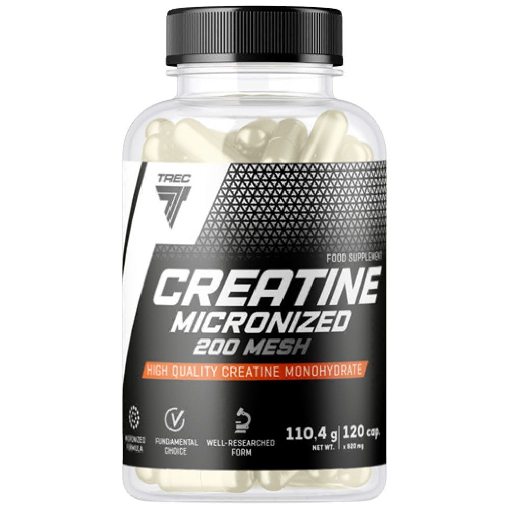 Creatine monroniséiert 200 Mesh | Héichqualitéit kreéiere Creatine monydrate Kappen - 120 Kapselen