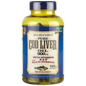 Cod Liver Oil 500mg | With Multi Vitamins - 180 Gel capsules - Nutra Best Europe
