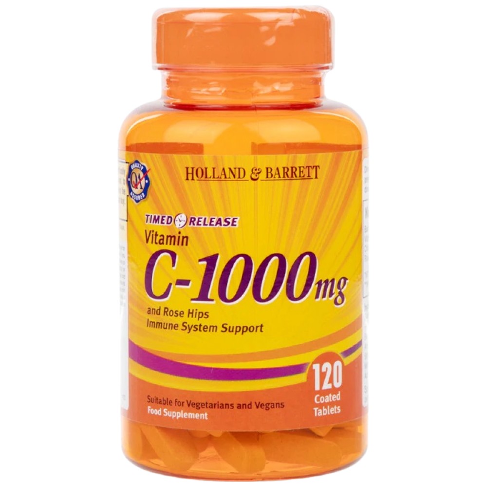 Vitamin C Timed Release 1000 mg | With Rose Hips - 120 Таблетки - Feel You