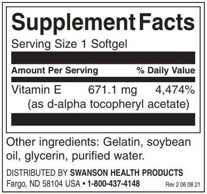 Vitamina E 1000 IU - 60 cápsulas de gel de 60