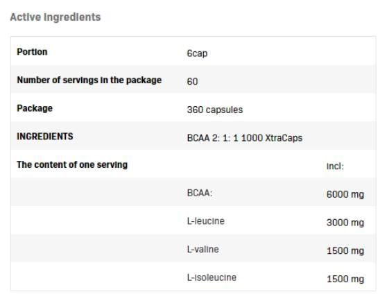 BCAA 2: 1: 1 1000 xtracaps - 360 Kapselen