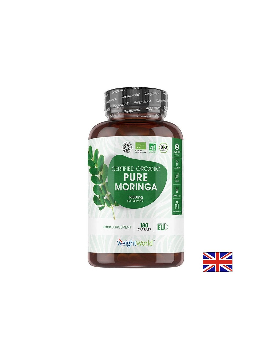 Przeciwutleniacz, reguluje poziom cukru we krwi - Moringa, 550 mg x 180 kapsułek