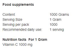 Antioxidante de vitamina C | 100% de vitamina C em pó - 1000 gramas