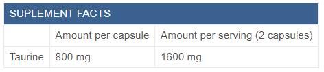 Taurine 1600 - 60 cápsulas