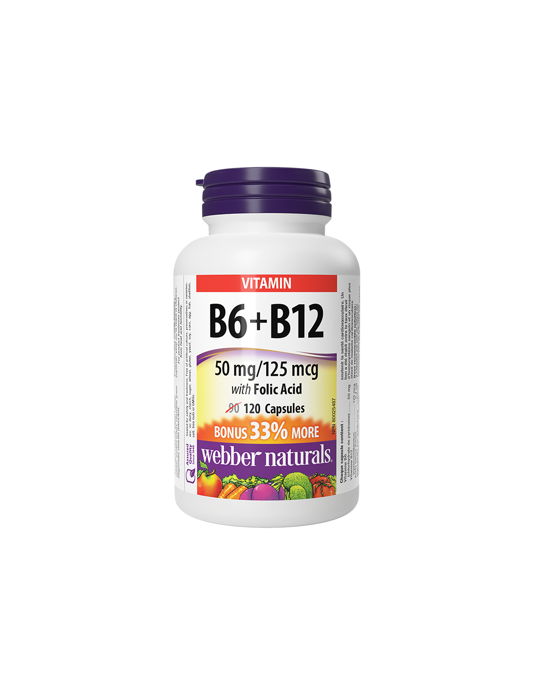 Reduces homocysteine levels and supports the heart - Vitamin B6 + B12 + Folic acid, 120 capsules