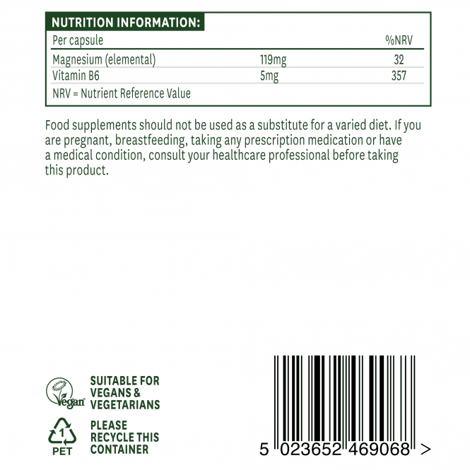 Magnesium Citrate + Vitamin B6 (Elemental Magnesium Citrate) 119mg 60 capsules NaturesAid