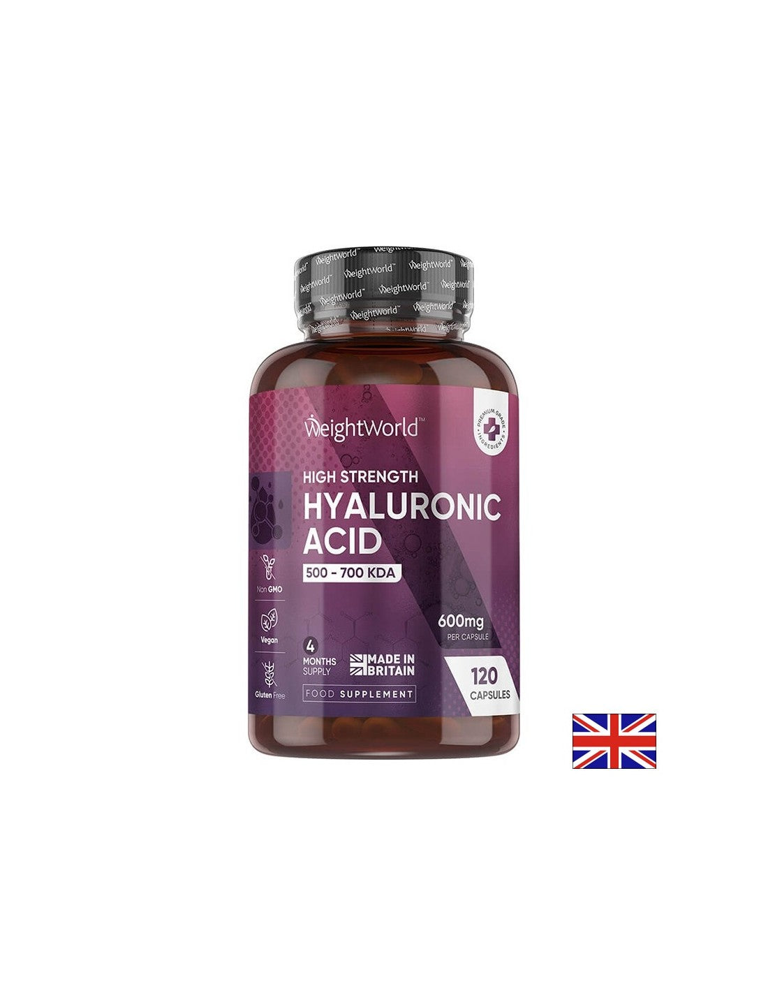Cabello, piel, uñas - ácido hialurónico, 600 mg x 120 cápsulas
