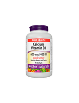 Vápník 600 mg + Vitamín D3 400 IU - Kostní a svalový systém, 90 <tc>Webber Naturals</tc> Tekuté měkké gely