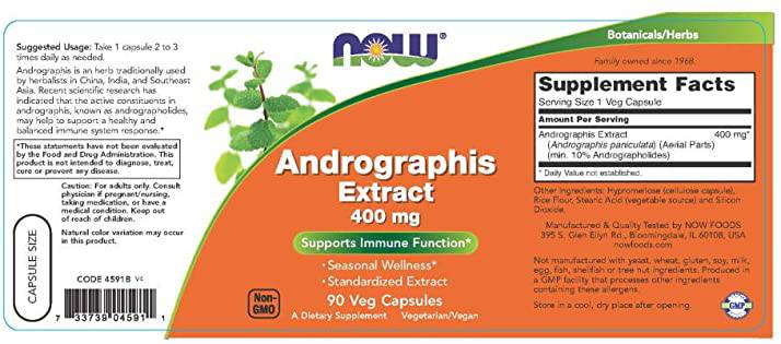 Andrographis Paniculata Extract 400 mg - 90 капсули