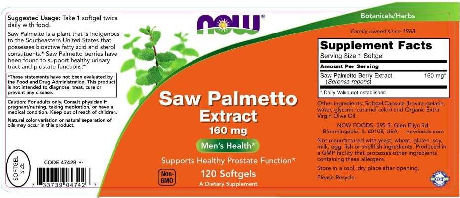 SAW Palmetto Extract 160 mg - 60 cápsulas de gel