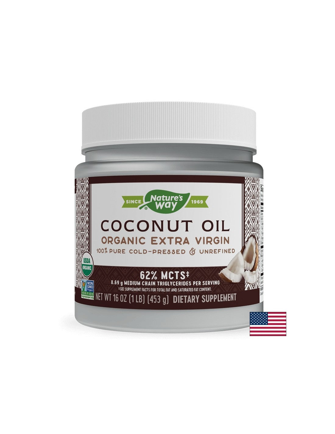 Aceite de coco crudo orgánico - 454 gramos