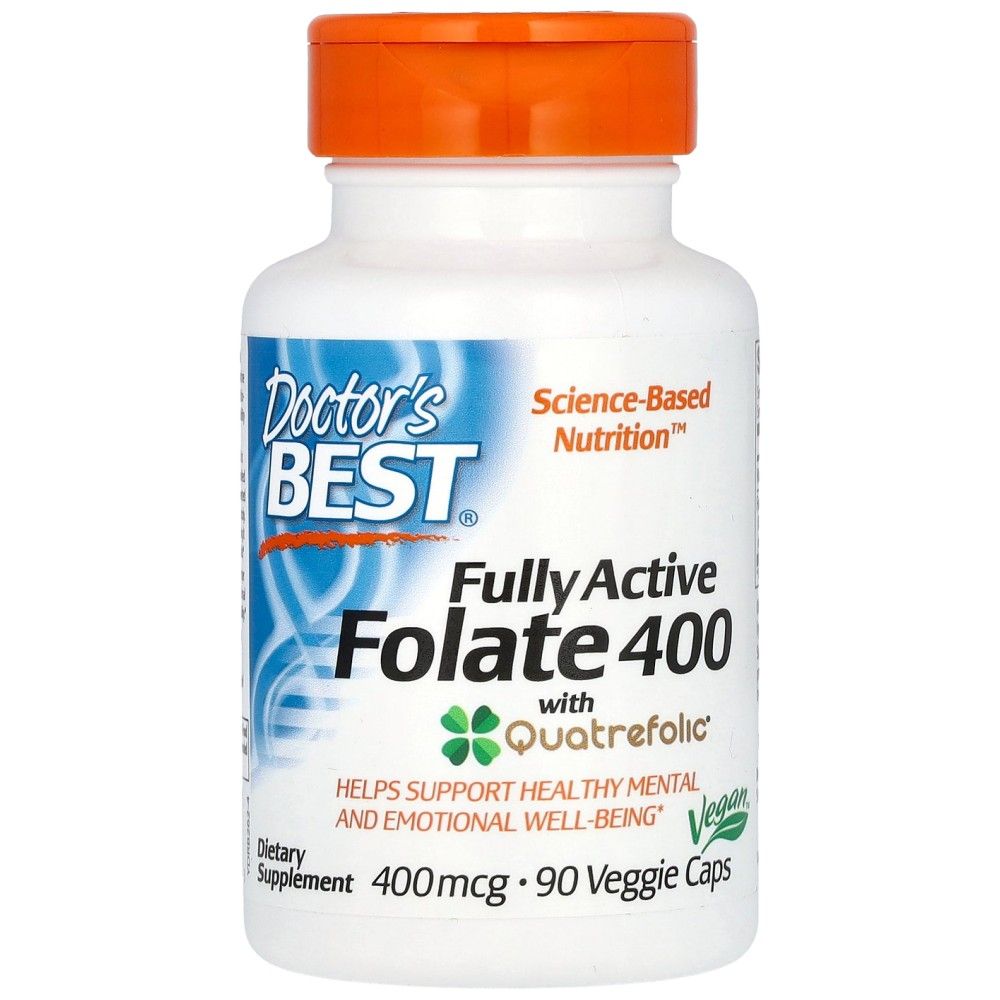 Najlepszy w pełni aktywny folian 400 mcg - 90 kapsułek
