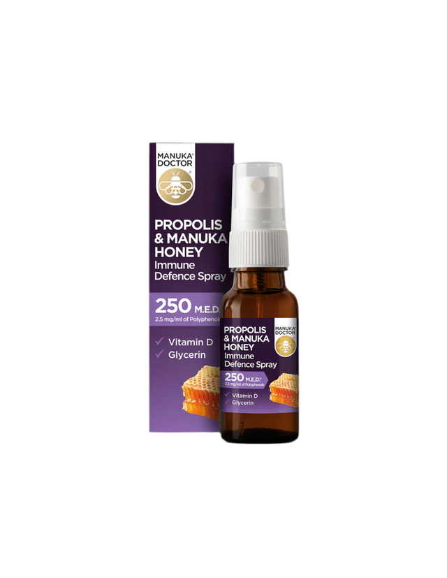 Propolis & Manuka Honey Immune Defence Spray 250 M.E.D/ Спрей за гърло с прополис (250 M.E.D), мед от манука и витамин D3, 20 ml - Feel You