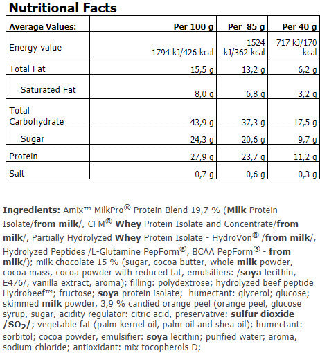 Excelente barra de proteína / 85 g.