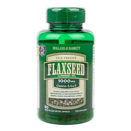 Ленено масло студено пресовано (Flaxseed Oil) 1000мг 60 капсули HOLLAND & BARRETT - Feel You