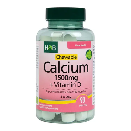 Chewable Calcium 1500 mg + Vitamin D - 90 Дъвчащи таблетки - Feel You