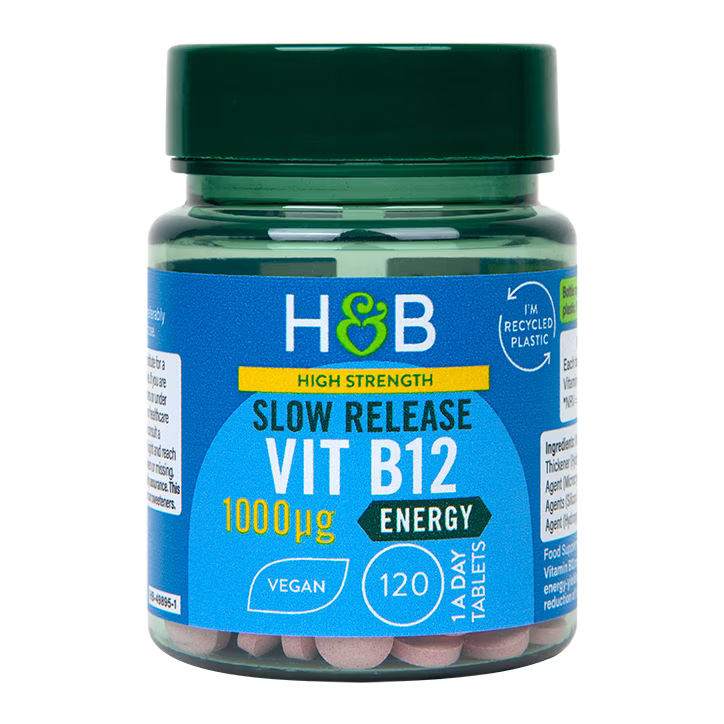 Витамин Б12 (Vitamin B12) 1000ug 120 таблетки със забавено освобождаване HOLLAND & BARRETT - Feel You