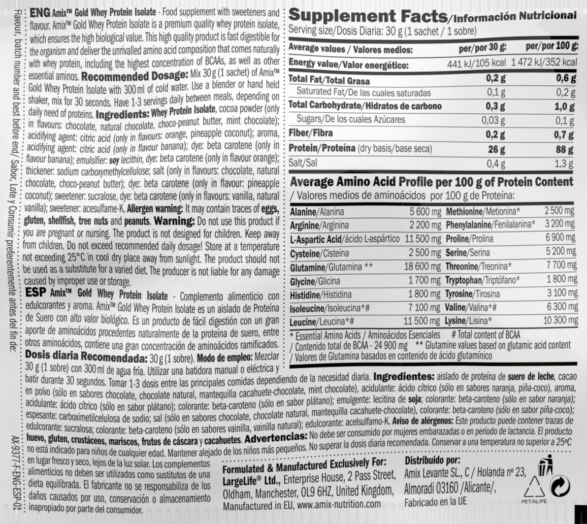 Proteína Vhei Gold Issolate / 30 g