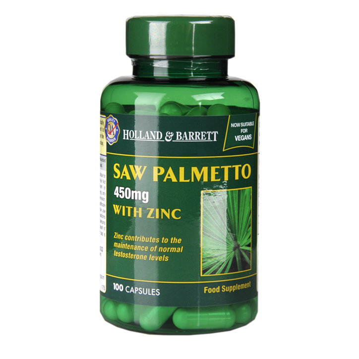 Сао Палмето с Цинк (Saw Palmetto with Zinc) 100 веган капсули HOLLAND & BARRETT - Feel You