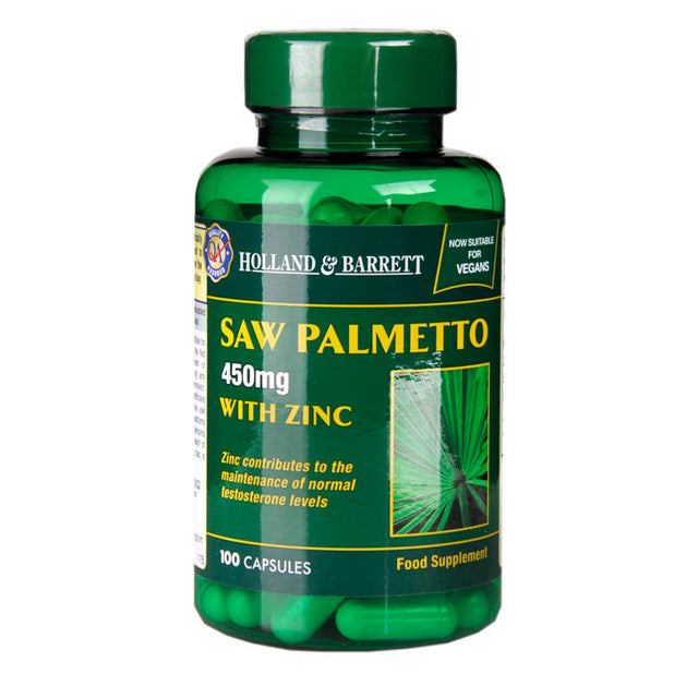 Сао Палмето с Цинк (Saw Palmetto with Zinc) 100 веган капсули HOLLAND & BARRETT - Feel You