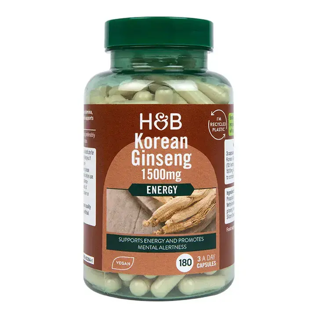 Корейски женшен (Korean Ginseng) 500мг 180 капсули HOLLAND & BARRETT - Feel You