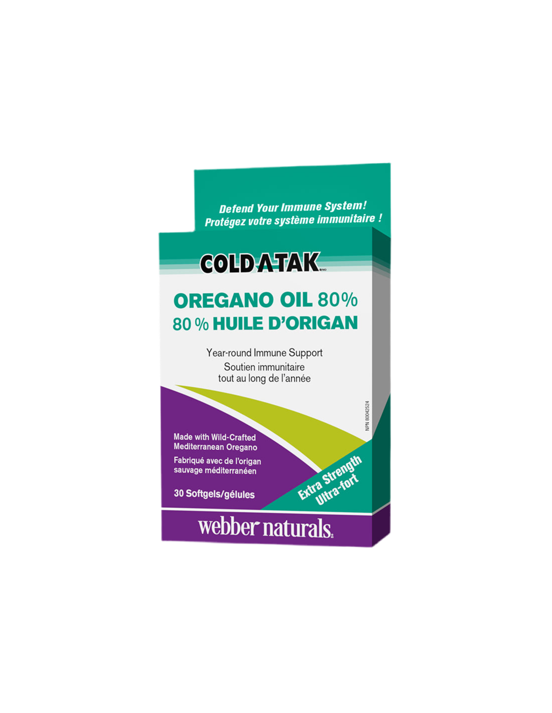 Cold-A-Tak® Oregano Oil Extra Strength / Риган (масло / 80% карвакрол), 180 mg, 30 софтгел капсули - Feel You