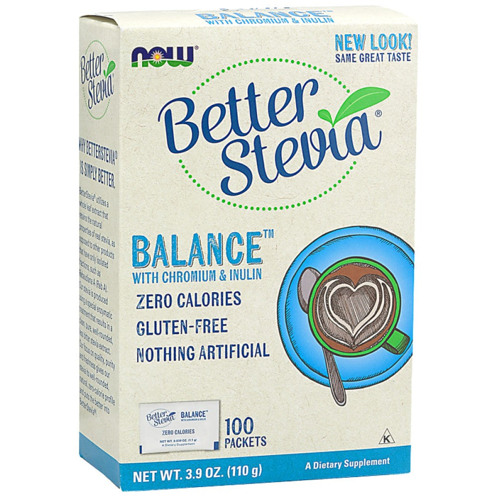 Melhor Stevia® Balance ™ | Com cromo e inulina - 100 pacotes