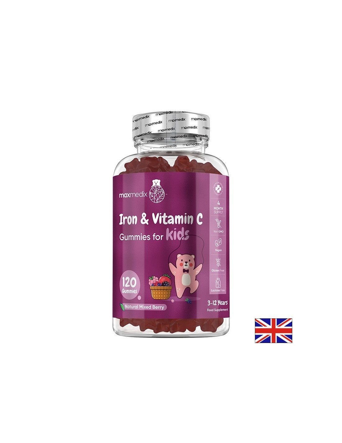 Anémie - železo 7 mg + vitamín C 10 mg (pro děti), 120 želé tablety, bobule příchuť