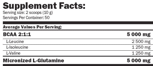 Glutaminas + BCAA / Flaviene 0,530 kg