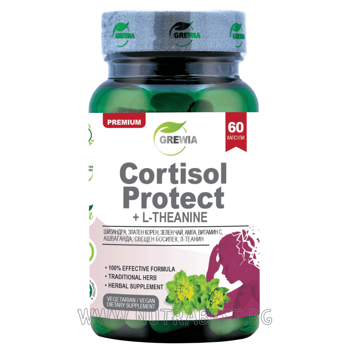 CORTISOL PROTECT + L–THEANINE /60 капсули, 30 дози/ GREWIA - Feel You