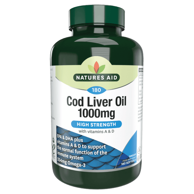 Масло от черен дроб на треска (Cod Liver Oil) 1000мг 180 меки капсули NaturesAid - Feel You