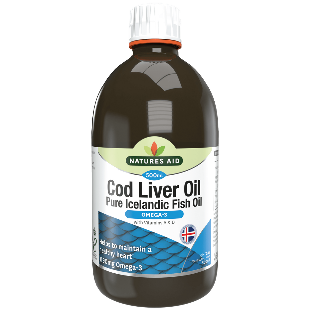 Масло от черен дроб на треска (Cod Liver Oil Liquid) 500мл NaturesAid - Feel You