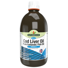 Cod Liver Oil Liquid 500ml NaturesAid - Nutra Best Europe