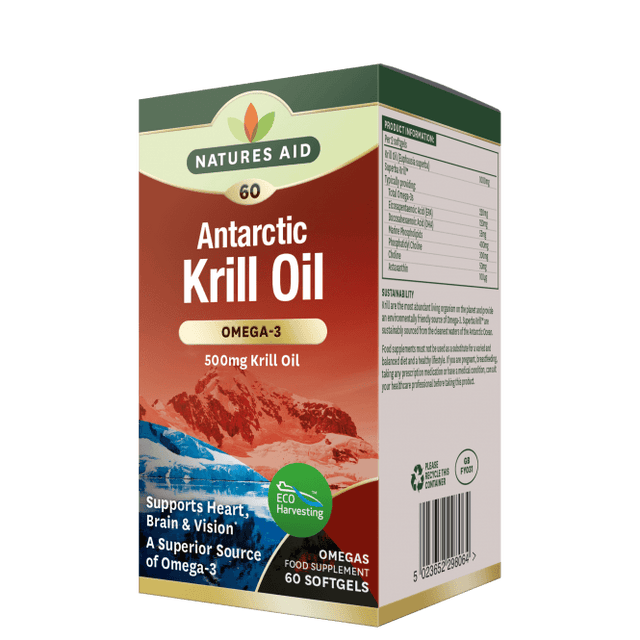 Омега 3 масло от Антарктически Kрил (Antarctic Krill Oil Superba) 500мг 60 меки капсули NaturesAid - Feel You