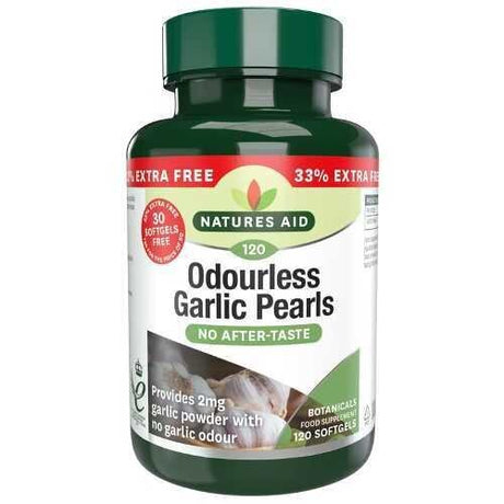 Чесън без мирис перли (Odourless Garlic Pearls) 120 меки капсули NaturesAid - Feel You