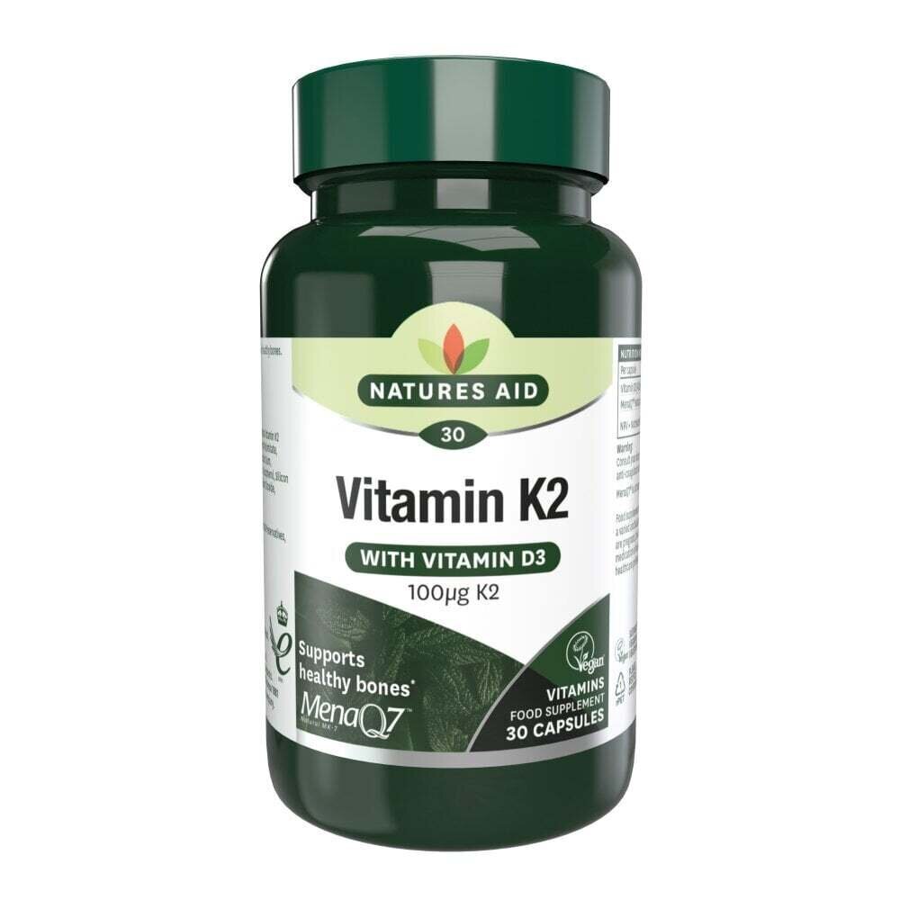 Натурален Витамин К2 + D3 (Vitamin K2 + D3) 100mcg 30 капсули NaturesAid - Feel You