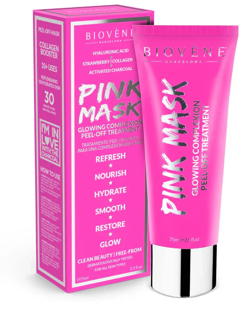 Máscara de pelado hidratante con carbón activado y arcilla rosa - 75 ml
