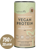 Vegan Protein + Enzymes - 750 g (Chocolate) Nutravita