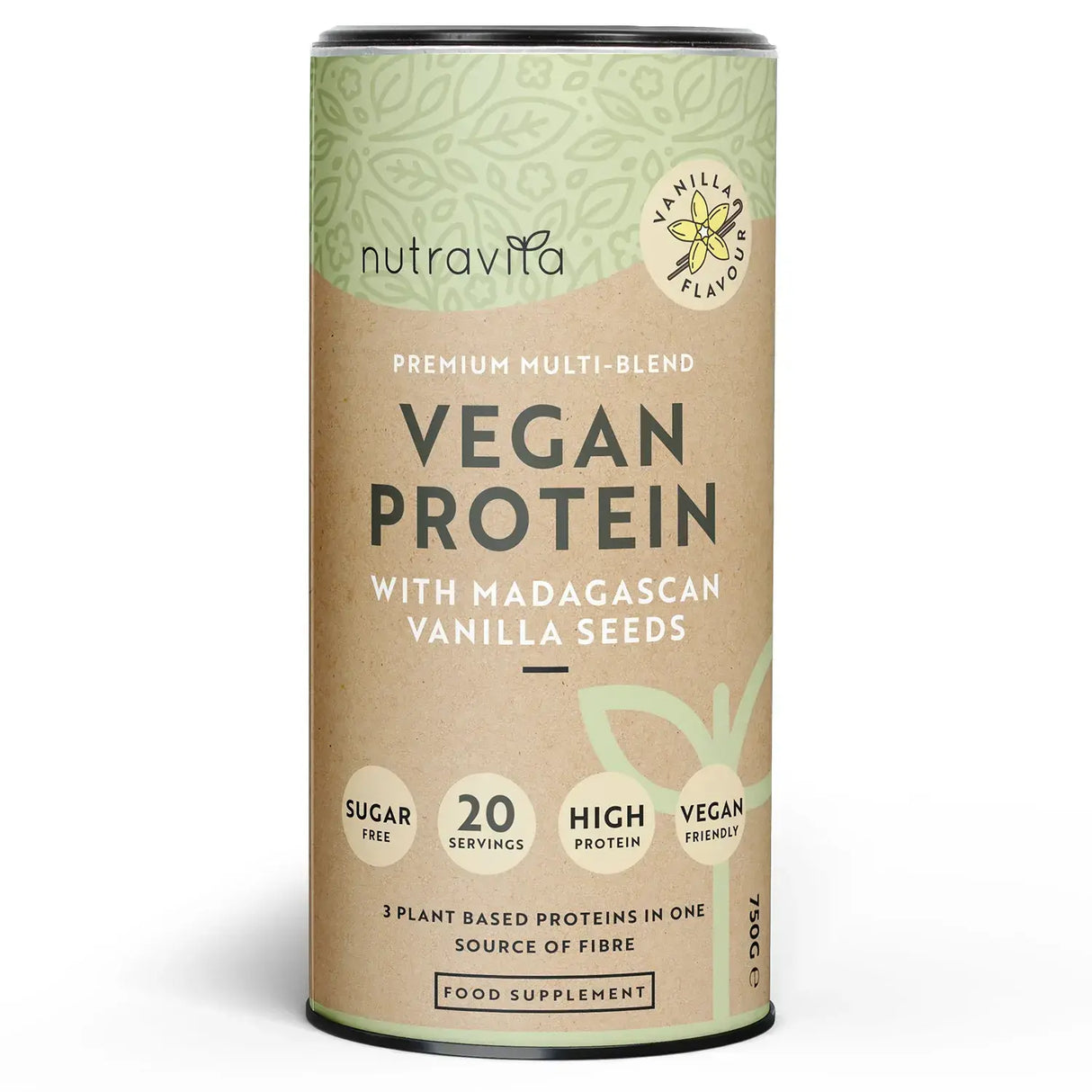 Vegan Protein + Enzymes - 750 g (Vanilla) Nutravita