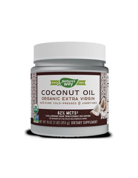 Кокосово масло, 62% MCT мастни киселини - Coconut Oil Organic Extra Virgin, 474 ml, 32 дози Nature’s Way - Feel You