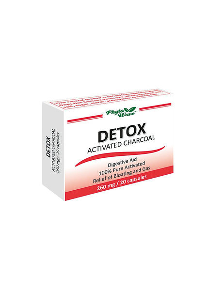 Detox Activated Charcoal/ Детокс активен въглен 260 mg х 20 капсули - Feel You