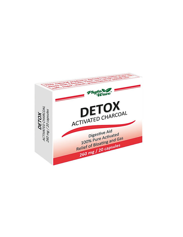 Detox Activated Charcoal/ Детокс активен въглен 260 mg х 20 капсули - Feel You