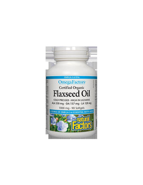 Flaxseed Oil - Flaxseed Oil 1000 mg, 90 softgel capsules Natural Factors - Nutra Best Europe