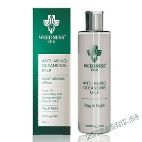 Почистващо мляко за лице против стареене | 2000 mg CBD /24 часа/ (200ml) Weedness CBD - Nutra Best Europe