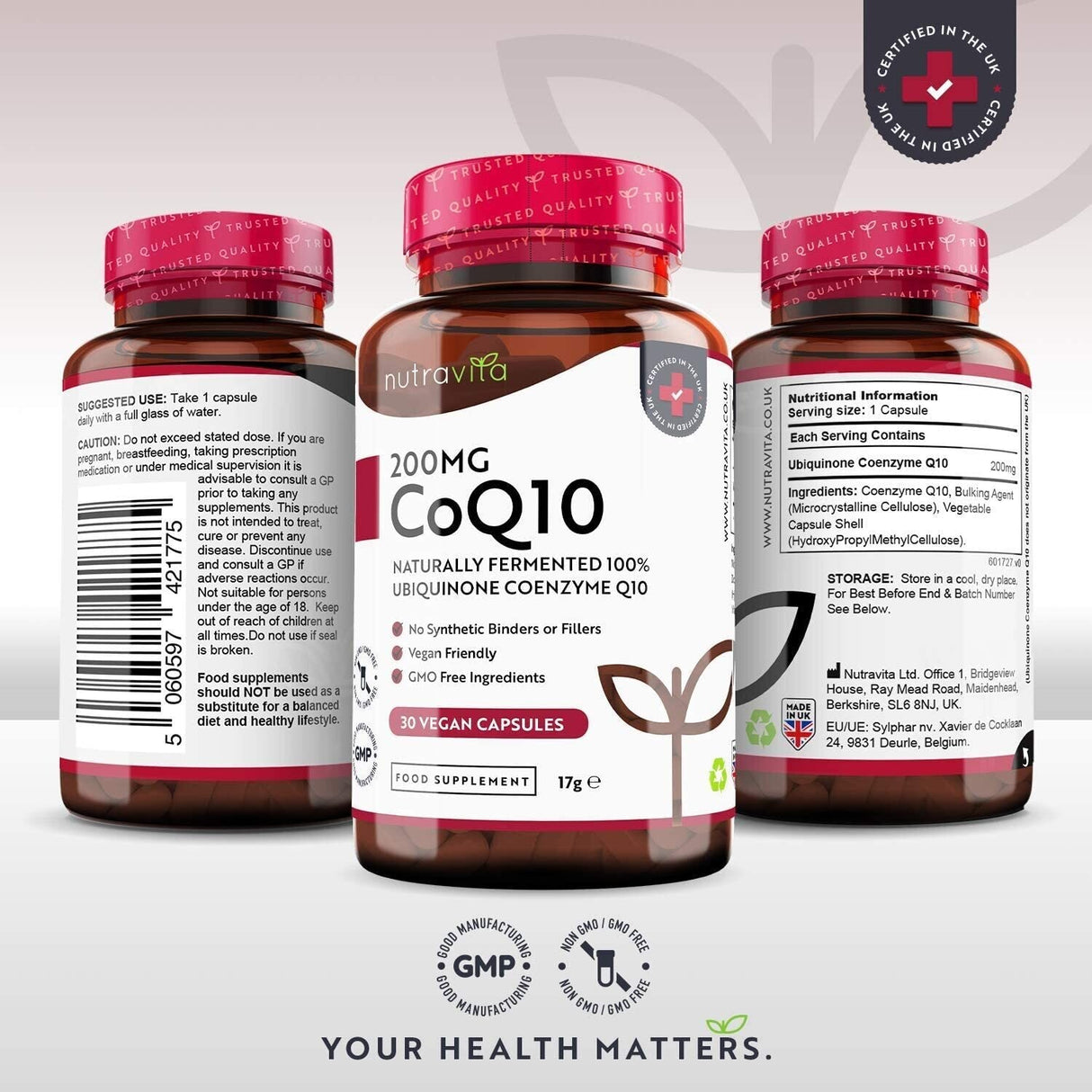 CoQ10 200 mg (Ubiquinone) /120 капсули, 120 дни/ Nutravita - Feel You