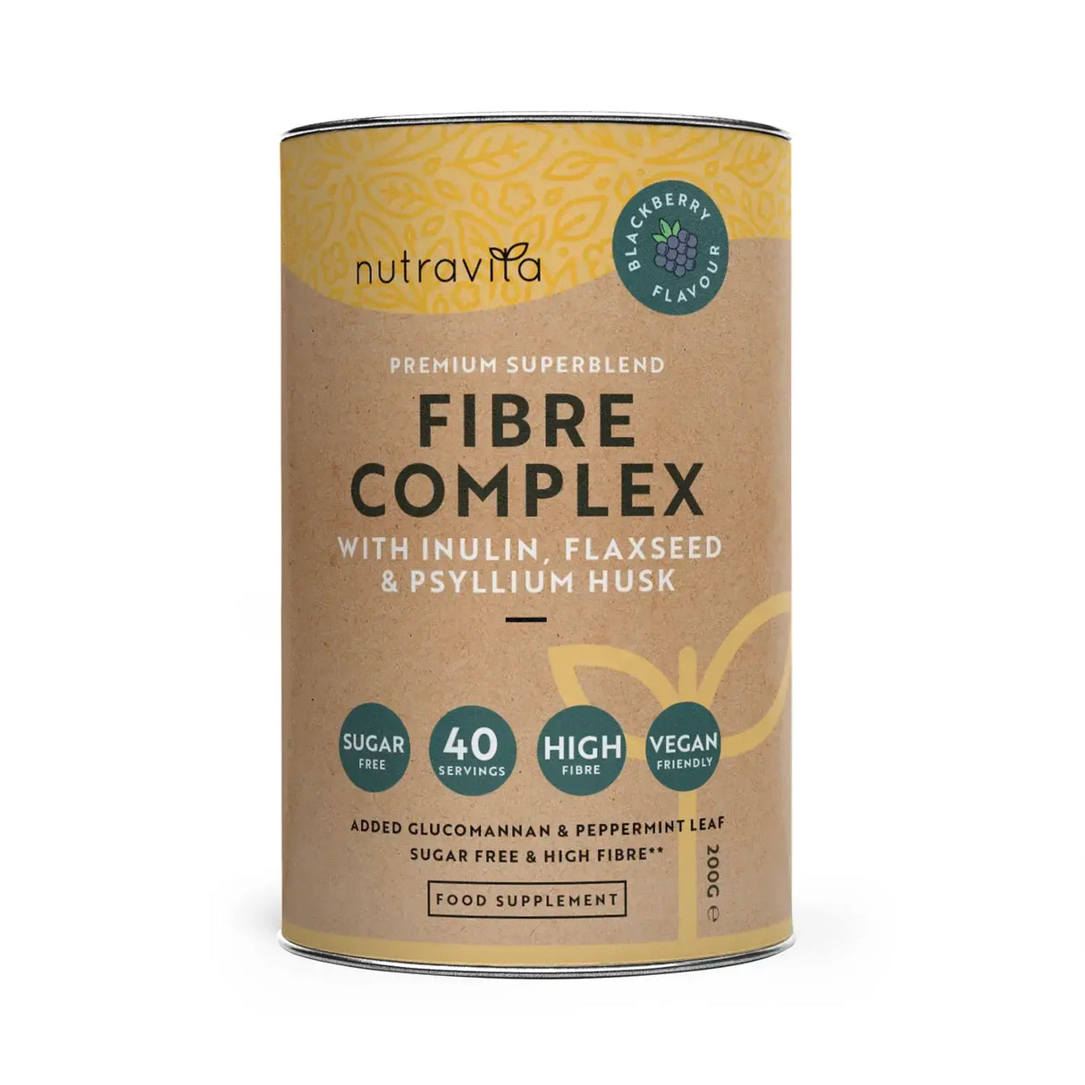 Fibre Complex Powder - BlackBerry Flavour /200 г, 40 дози/ Nutravita - Feel You