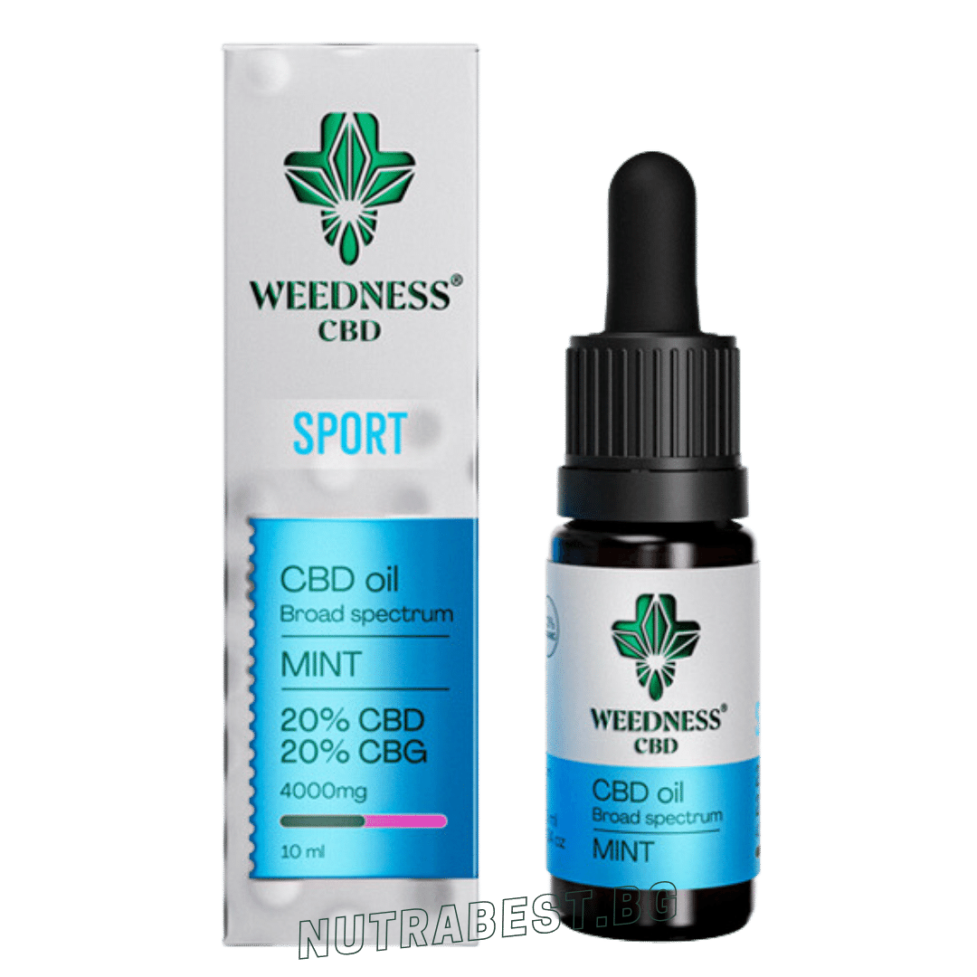 Спорт CBD масло 20% + CBG 20% широк спектър|Мента (10ml)  Weedness CBD - Feel You