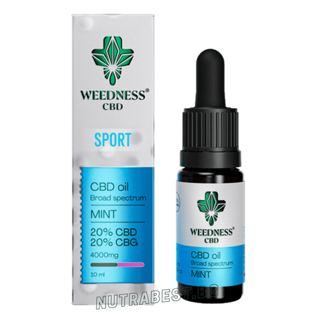 Спорт CBD масло 20% + CBG 20% широк спектър|Мента (10ml)  Weedness CBD - Feel You