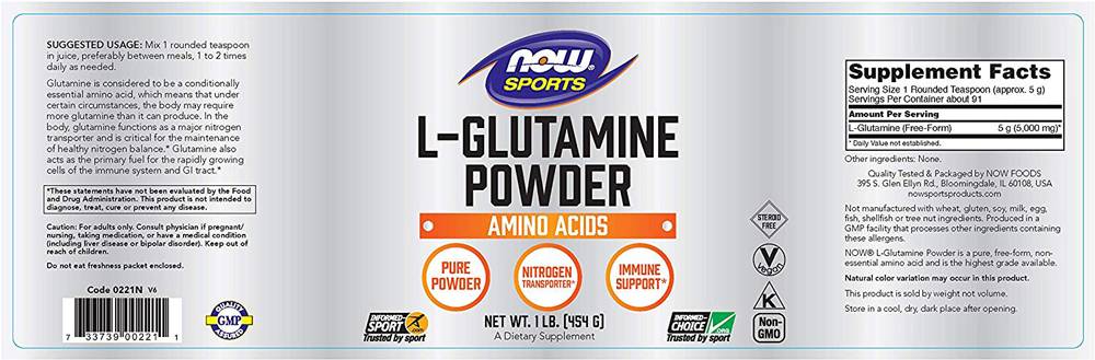 L -Glutamine Powder - 454 gramas